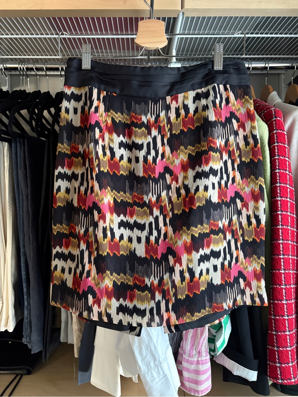 Printed Mini Skirt in Black, Pink & Gold